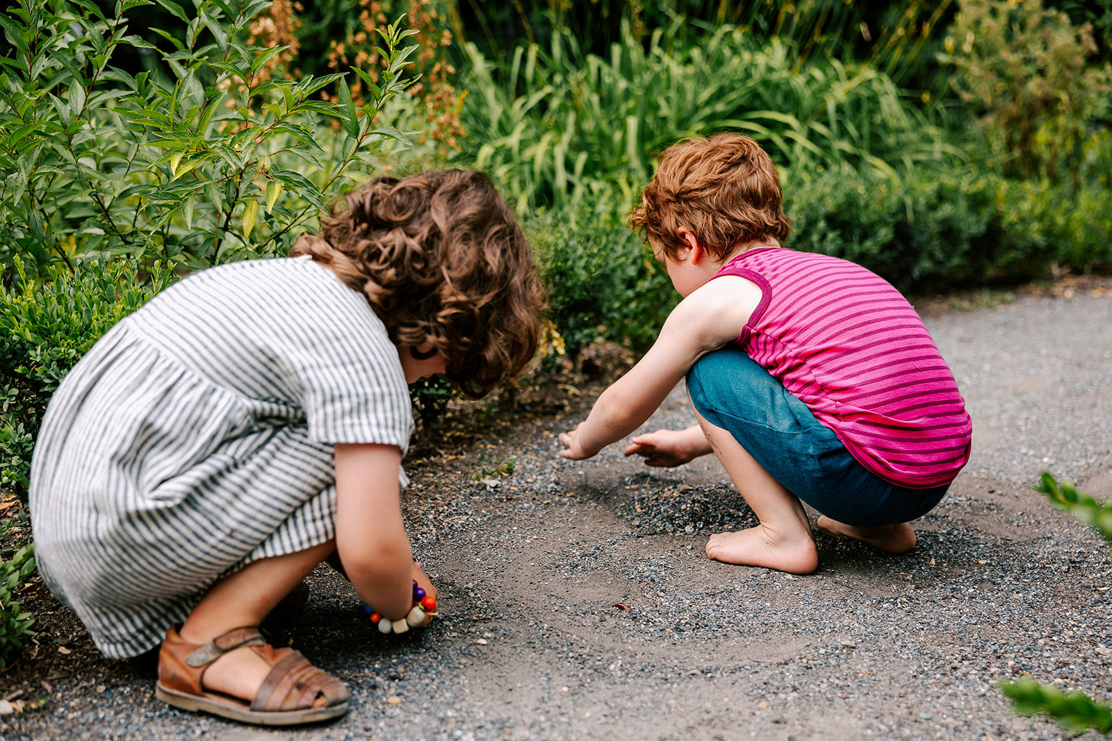 Kids playing in gravel