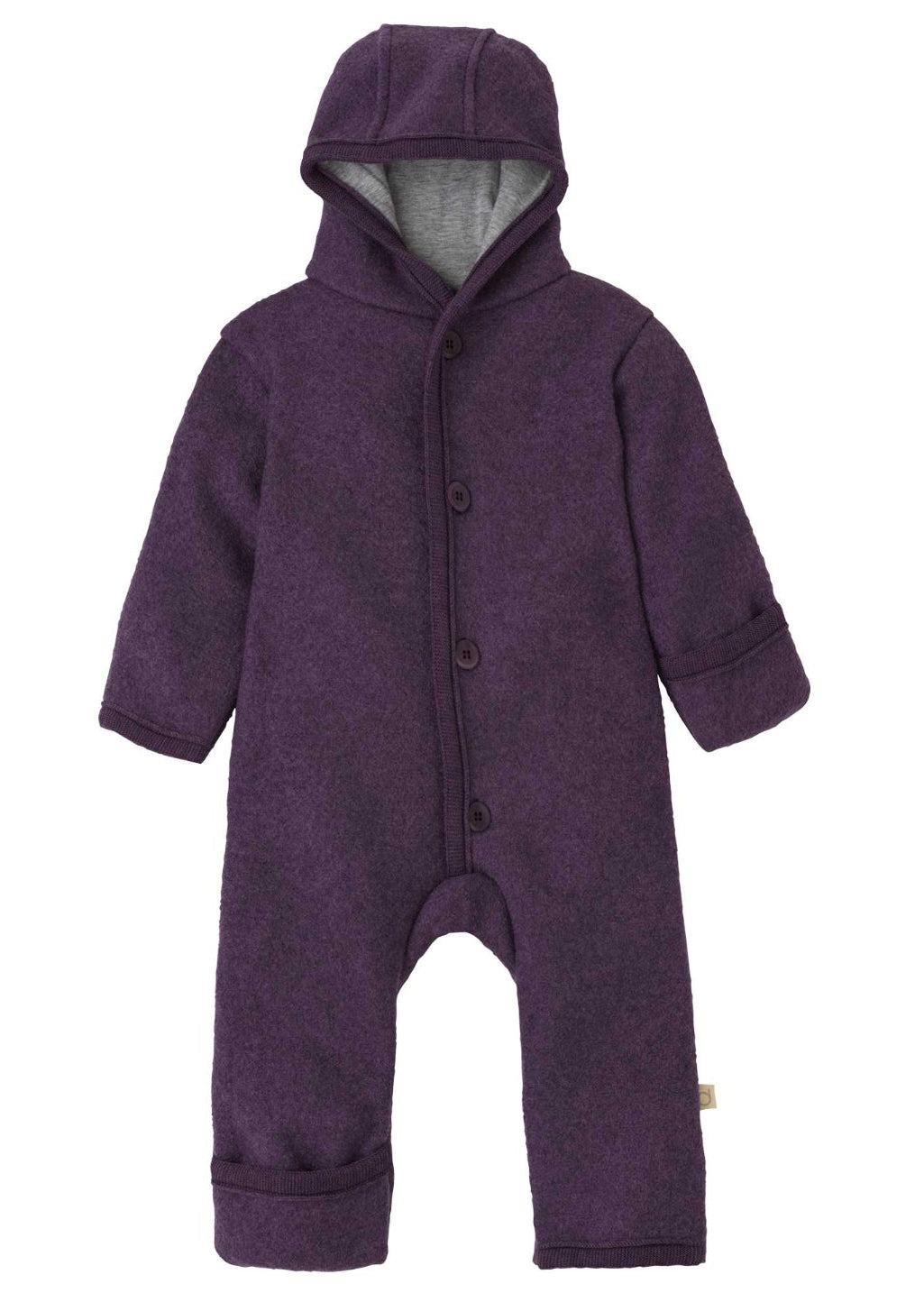 Disana boiled wool overall in Aubergine