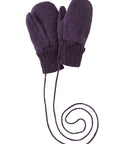 Disana boiled organic merino wool mittens in aubergine