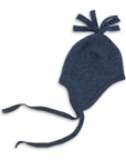 Engel wool fleece hat with tassel in blue melange