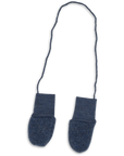 Engel wool fleece baby mittens in blue melange
