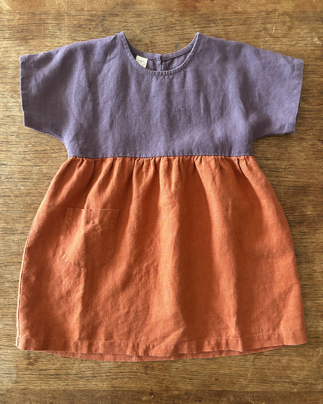 Linen Summer Dress 2-3 Years / Aqua/Mist