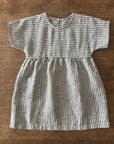 100% linen summer dress in thin black stripes