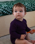 Baby in cosilana wool silk kimono in purple