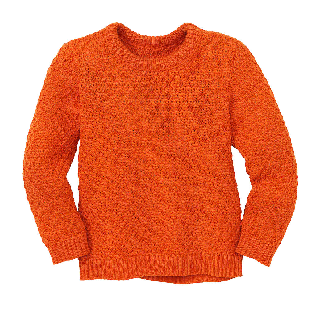 Disana Aran wool sweater in orange