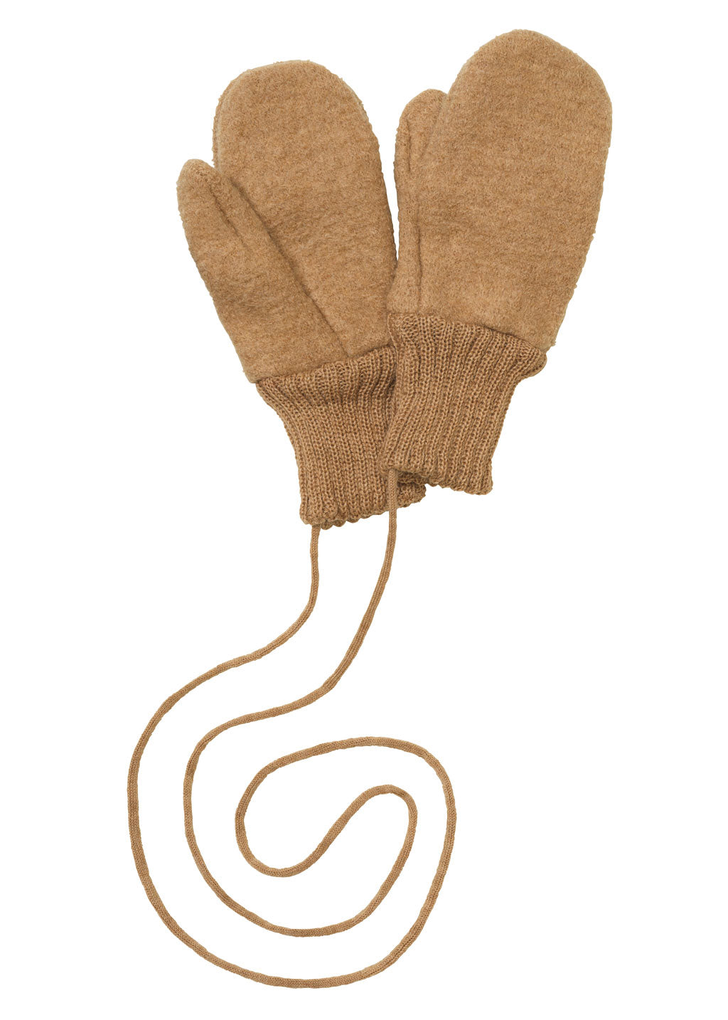 Disana boiled organic merino wool mittens in caramel