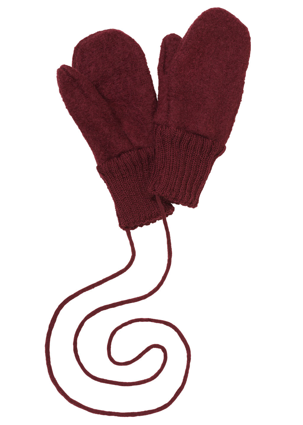 Disana boiled organic merino wool mittens in cassis