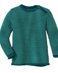 Disana melange sweater in pacific mint. Made of 100% soft merino wool.