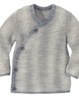 Disana wool melange side button sweater in gray-natural.