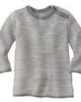 Disana melange sweater in gray-natural. Made of 100% soft merino wool.