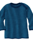 Disana melange sweater in navy-lagoon. Made of 100% soft merino wool.
