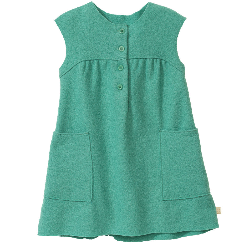 Disana boiled wool dress in mint.