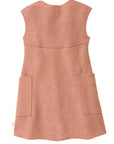 The back of the disana boiled wool dress in rose.