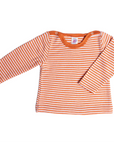 Engel striped wool-silk baby shirt in tangerine-natural