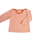 Engel striped wool-silk baby shirt in tangerine-natural
