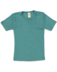 Engel wool silk short sleeve tee in turquoise