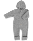 Engel hooded wool fleece baby bunting in gray melange