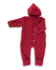 Engel hooded wool fleece baby bunting in jasper melange