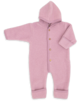 Engel hooded wool fleece baby bunting in rosewood melange