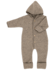 Engel hooded wool fleece baby bunting in walnut melange