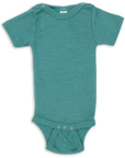Engel short sleeved wool/silk bodysuit in turquoise