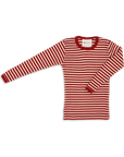 Engel kids thermal layer made of 100% wool in red-natural stripe.