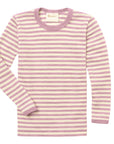 Engel kids thermal layer made of 100% wool in rose-natural stripe.