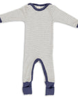 Engel wool/silk thin stripe pajamas in navy-natural