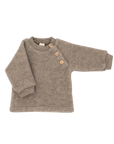 Engel wool fleece raglan sweater with side buttons in walnut melange