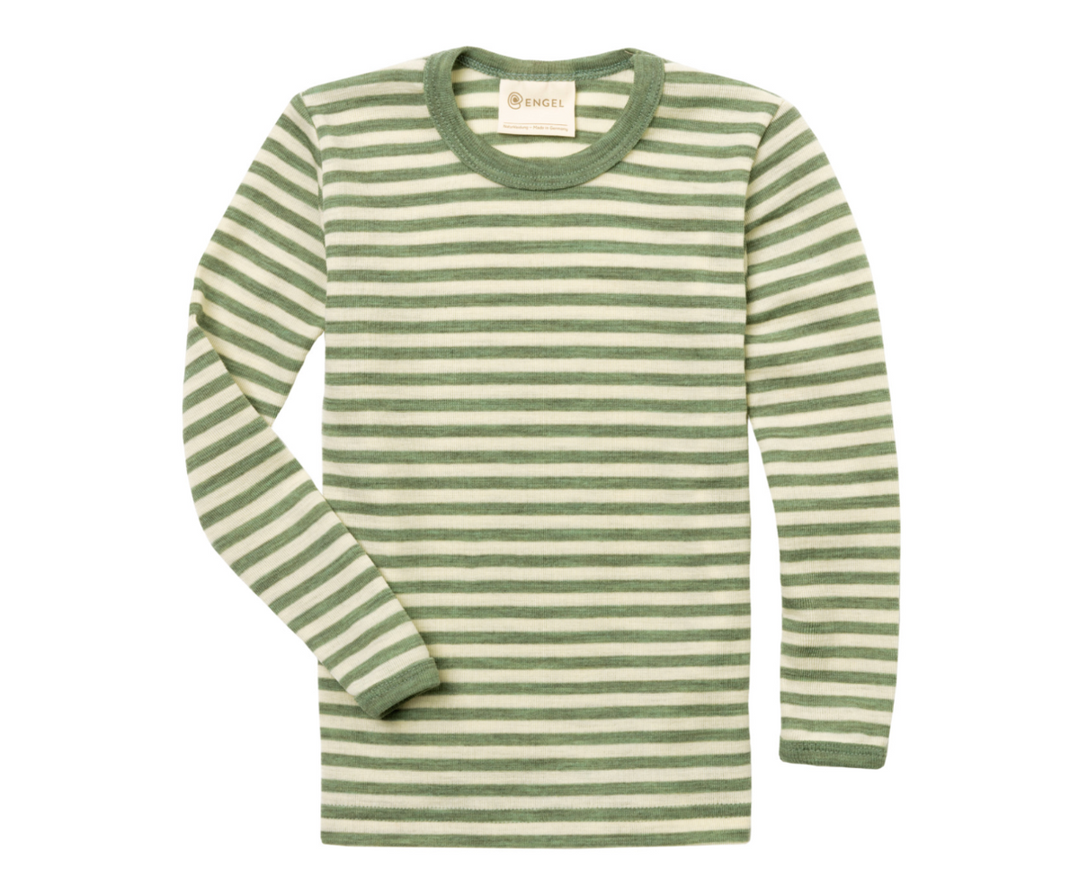 トップス STRIPED WOOL OVERSIZED LONG SLEEVE TEE Wool striped long-sleeve shirt – Bigelow Lane