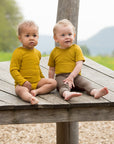 Colorful wool/silk short-sleeve bodysuit