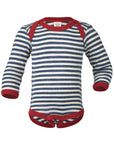 Engel long-sleeved bodysuit 100% wool red melange natural stripe
