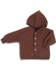 Engel hooded wool fleece jacket in cinnamon melange.