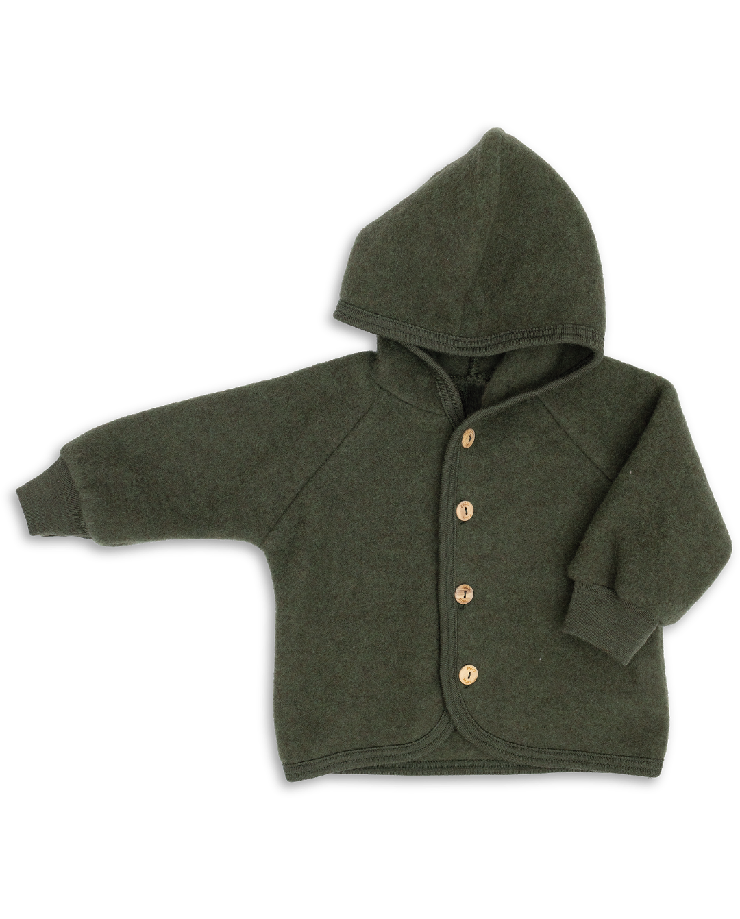 Engel hooded wool fleece jacket in reed melange.