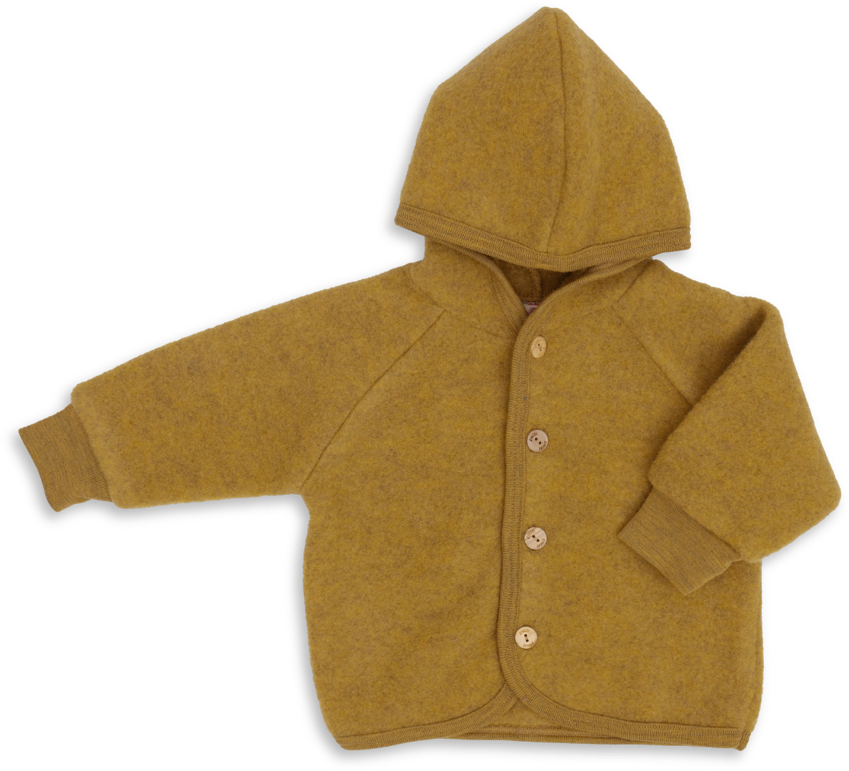 Engel hooded fleece jacket in saffron melange.