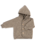 Engel hooded fleece jacket in walnut melange.
