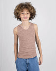 child wearing Engel dusty rose wool silk tank