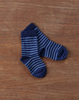 Grodo lightweight wool-cotton socks in navy-blue stripe