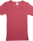 Hocosa organic wool and silk t-shirt in coral