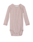 Serendipity organic cotton long sleeved clay stripe body suit