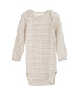 Serendipity organic cotton long sleeved oat stripe body suit