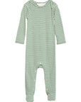 a serendipity organic cotton ivy striped long sleeve footed baby suit