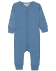 Serendipity organic cotton long sleeved azur overall with snap enclosure