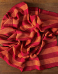 100% wool baby blanket in cayenne-orange thick stripe. Made by Reiff