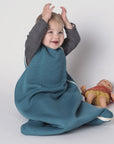 Lifestyle of reiff merino wool cotton lining sleeveless sleepsack in carribean