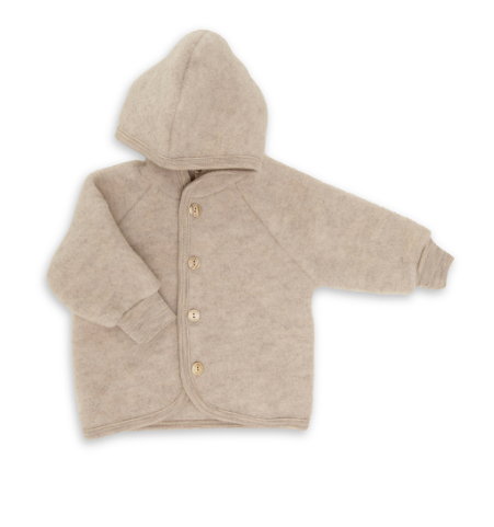 Baby merino wool fleece jacket - Beige melange - Dilling