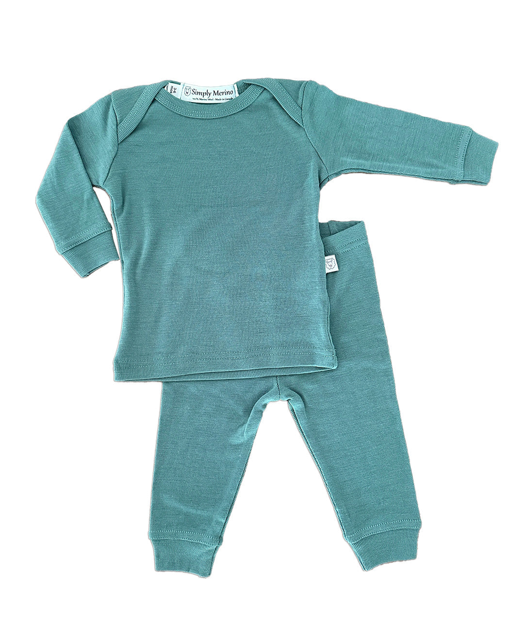 Simply merino 100% wool baby pajamas in blue willow