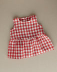 Sleeveless linen dress in red gingham