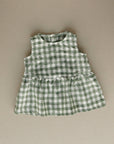 Sleeveless linen dress in green gingham