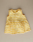 Sleeveless linen dress in yellow gingham